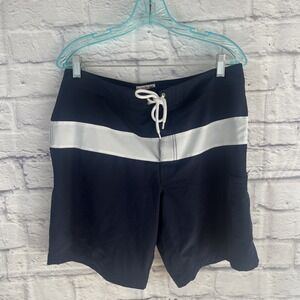 J. Crew Men's Flex Swimwear Mesh Lined Blue & White Swim Trunks Preppy Size 33